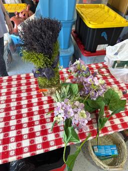 artificial plant and flowers