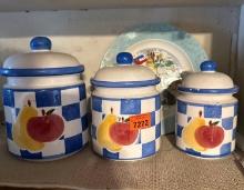 Pear & apple canister set of three and Mississippi plate