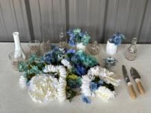 Bud Vase Assortment, Artificial Flowers & Cake Servers