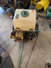 John Deere lawn tractor pull behind boom sprayer