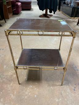 Small 2 Tiered Wood and Metal Shelf
