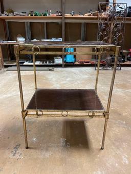 Small 2 Tiered Wood and Metal Shelf