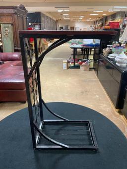 Ornate Metal and Wood Sofa Side Table