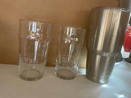Cheer sign, and drinking glasses
