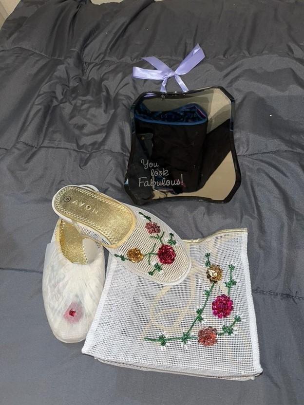 Avon bag and shoes and mirror