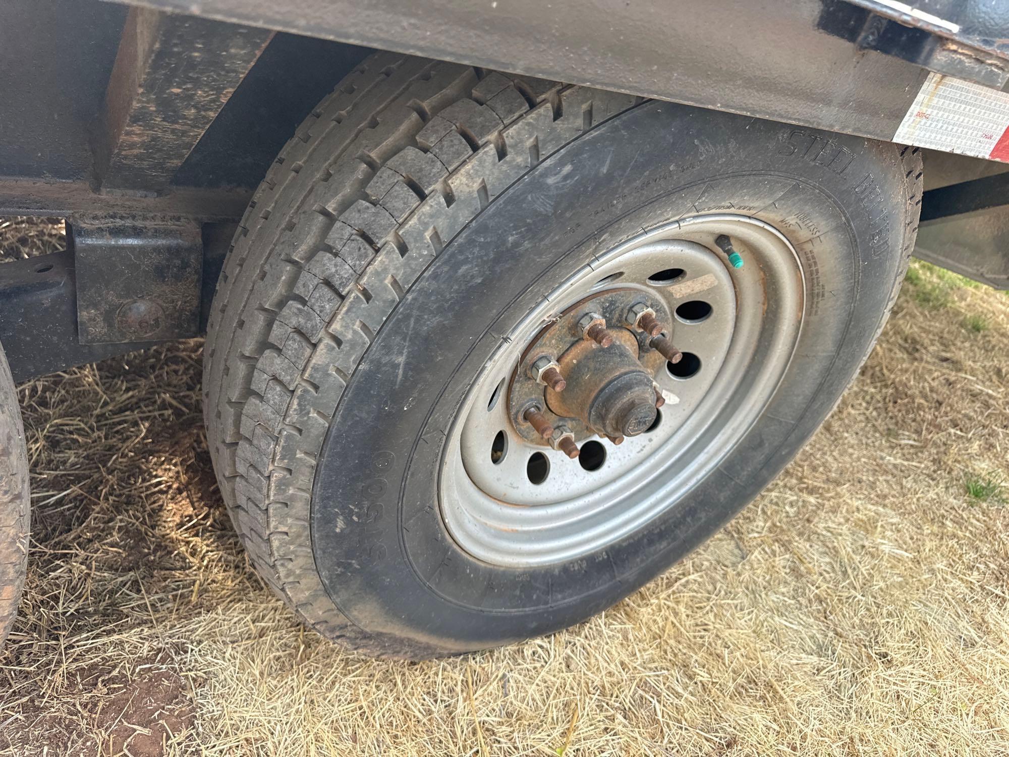 25x8 dovetail with ramps ,good tires three 90% one 50% rubber nice trailer NO TITLE