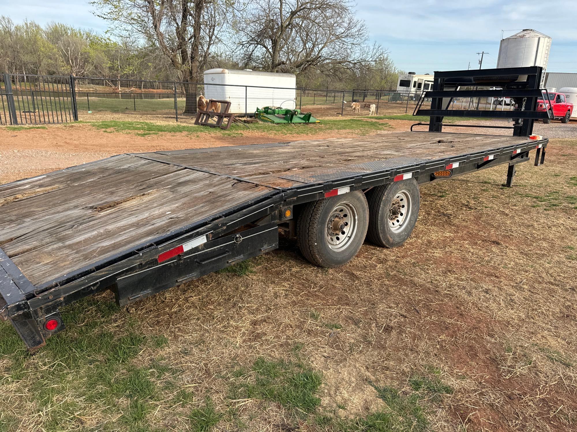25x8 dovetail with ramps ,good tires three 90% one 50% rubber nice trailer NO TITLE