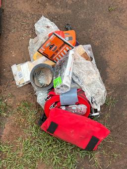 J - tool lanyards; ratchet straps; response kit; misc