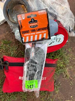 J - tool lanyards; ratchet straps; response kit; misc