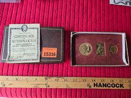 George Washington 250- Year Commerative Set. Genuine 24 Karat Gold Plated, Numbered, In Original Box