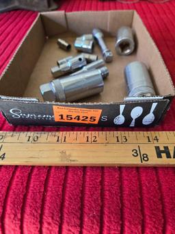 Box of Assorted USA Sockets and Extensions. All one Money. Tools