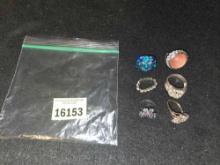 6 Fashion Rings. No Stamp Found. All one Money. Jewelry