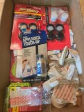 Box of Assorted Hardware and And Hanging Hooks. Some New in Packaging.