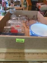Box of Assorted Kitchen Glassware and Other.