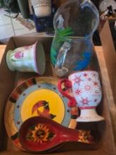 Box of Assorted Kitchen Items. Pottery and Other.