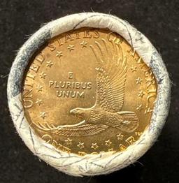 Roll of 25 - 2000 Sacagawea $1 Golden Coins