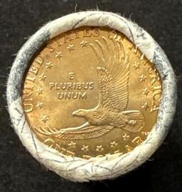 Roll of 25 - 2000 Sacagawea $1 Golden Coins