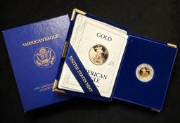 1993 One-Tenth Ounce (1/10) $5 Gold American Eagle Proof with box and COA