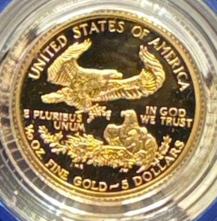 1993 One-Tenth Ounce (1/10) $5 Gold American Eagle Proof with box and COA