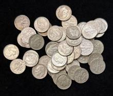 $5 Face Value (50) - 90% Silver Roosevelt Dimes
