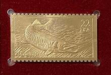 1986 22k Gold Stamp Replica - Muskellunge - 1st Day Issue