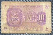 Libya, Military Authority in Tripolitania, 10 Lire, World War II Issue