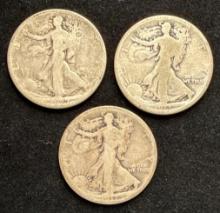 Lot of 3 - Walking Silver Liberty Dollars - 1917d, 1917s and 1925s