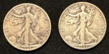 Lot of 2 - 1935 Walking Silver Liberty Half Dollars