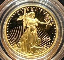 1993 One-Tenth Ounce (1/10) $5 Gold American Eagle Proof with box and COA
