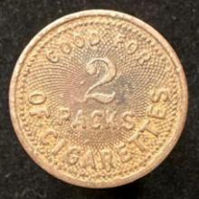 "Good for 2 Packs of Cigarettes" Token - Ginger