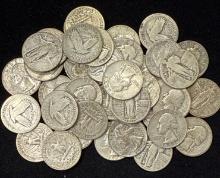 $10 Face Value (40) - 90% Silver Quarters - Mix of Walking Liberty and Washington Quarters