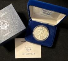 1988 American Silver Eagle Uncirculated Coin $1 w/ Box and COA