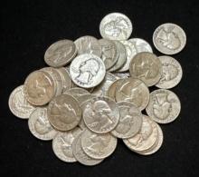 $10 Face Value (40) - 90% Silver Washington Quarters