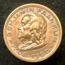 Benjamin Franklin Memorial Token - Bronze - 1706-1790