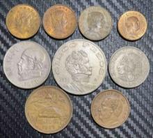 A Collection of 9 Mexican Coins