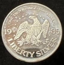 1985 1 oz .999 Silver Round Life Liberty Happiness A-Mark