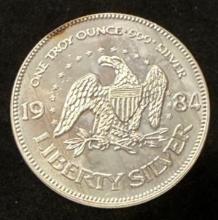1984 1 oz .999 Silver Round Life Liberty Happiness A-Mark