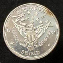 1984 Parliament Shield - 1 Troy OZ .999 Fine Silver Round