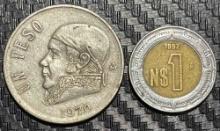 Mexico, 2 x One Peso Coins