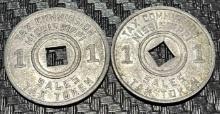 United States, Two x 1 Mill, Sales Tax Token, 1936 - 1941, Mississippi