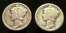 Lot of 2 Mercury Dimes - 1935 and 1935D
