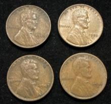 Lot of 4 Wheat Pennies - 1941D, 1942, 1947D and 1953D
