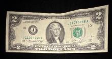 1976 Bicentennial $2 Dollar Bill - Green Seal
