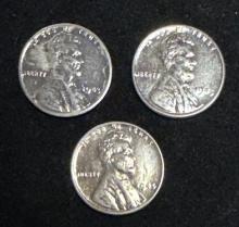 Lot of 3 - 1943 Steel War Pennies