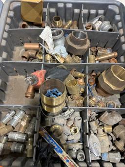 PEX rings, nipple adapters, copper/brass fittings, and other various items