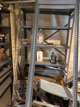 Metal shelves, contents of shelves and everything shown in pictures Must bring help to load