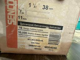 Galvanized 16 gauge staples in box