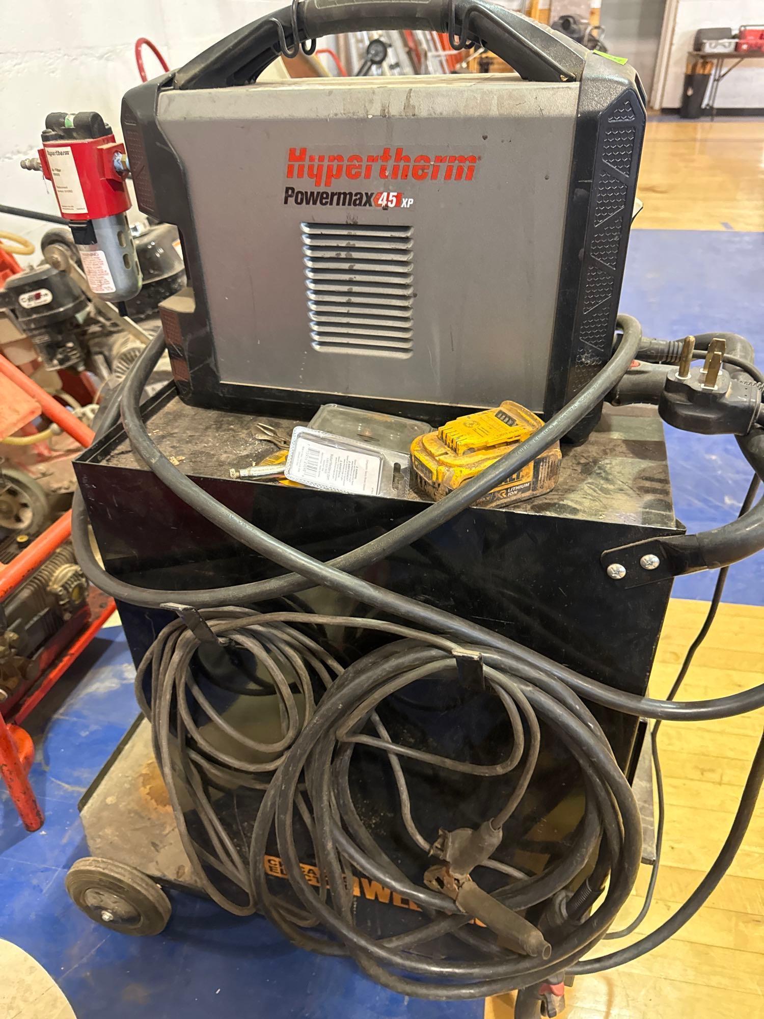 Hypertherm powermax 45hp plasma cutter on roll around cart Must bring help to load