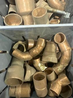 Organization tote with various brass/copper fittings