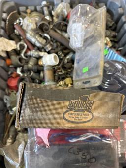 Tote contains various nuts, bolts, fittings and other items